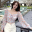 Women's Floral One Shoulder Short Chiffon Shirt