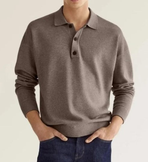 Men's Long Sleeve Button Polo Shirt