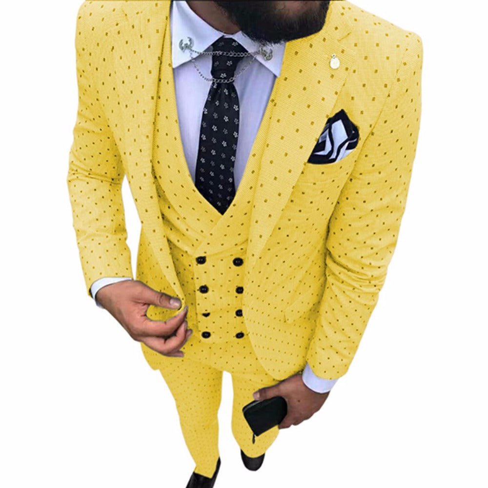 Men's Three-Piece Suit Set for Business and Weddings