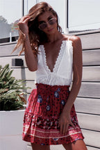 Women's Floral A line Beach Printed Mini Skirt