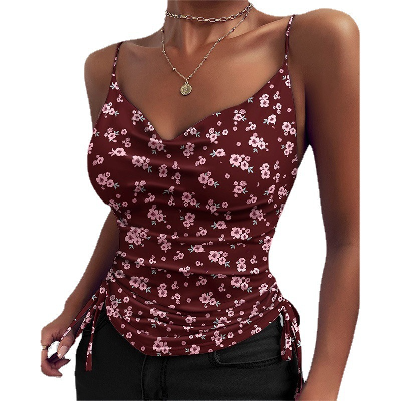 Women's V Neck Spaghetti Strap Camisole Tops Women's Tops & T-shirt Unbranded Burgundy M