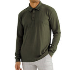 Men's Casual Polo Shirt with Vertical Stripes