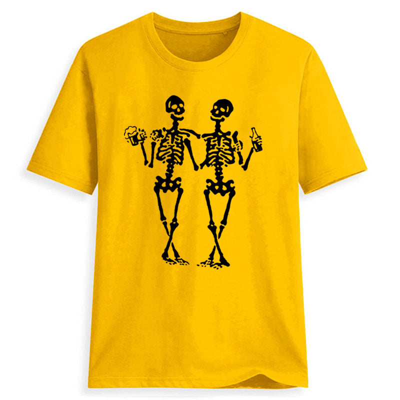 Women's Dancing Skull Beer Graphic T Shirt