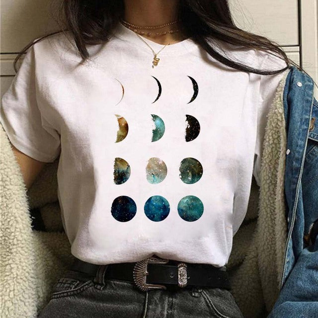Women's Aesthetic Universe Planets Graphic T Shirt