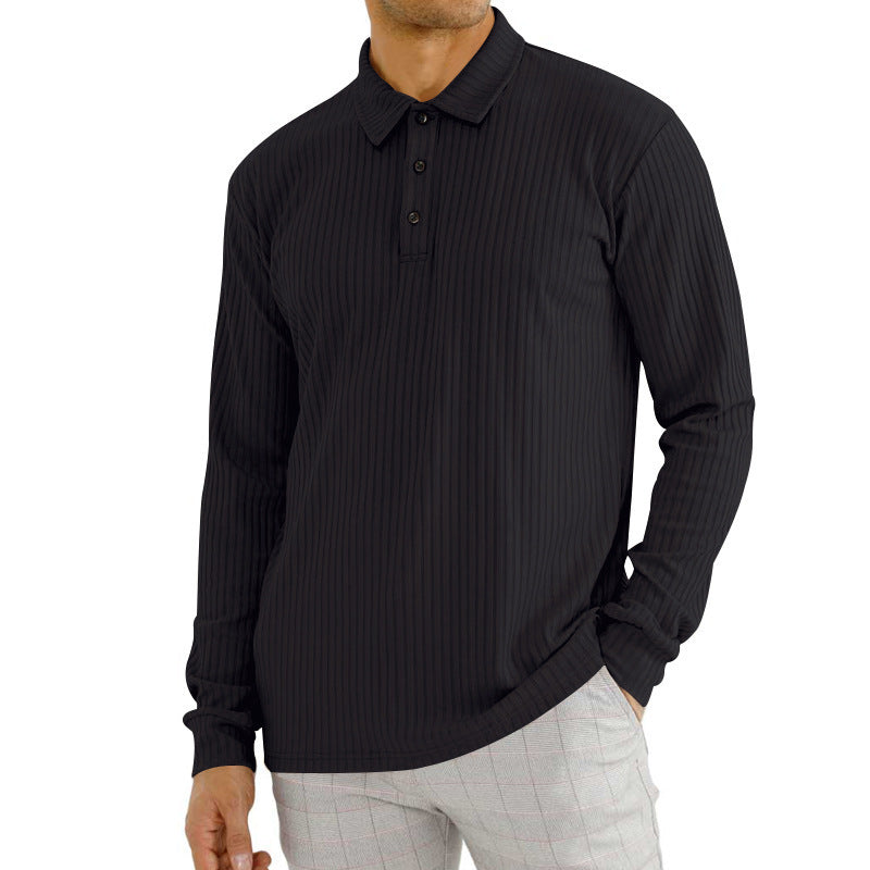 Men's Casual Polo Shirt with Vertical Stripes