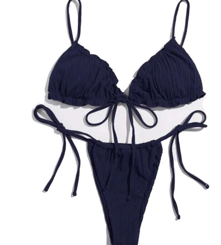 Women's Tied Solid Color Design Bikini Set