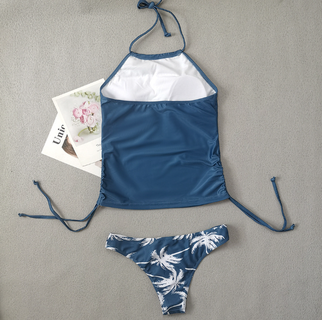 Women's Tropical Print Tie Bikini Set