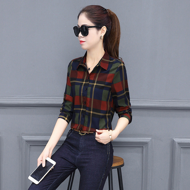 Women's Plaid Long Sleeve Shirt