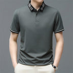 Men's Summer Solid Color Ice Silk Short Sleeve Polo Shirt