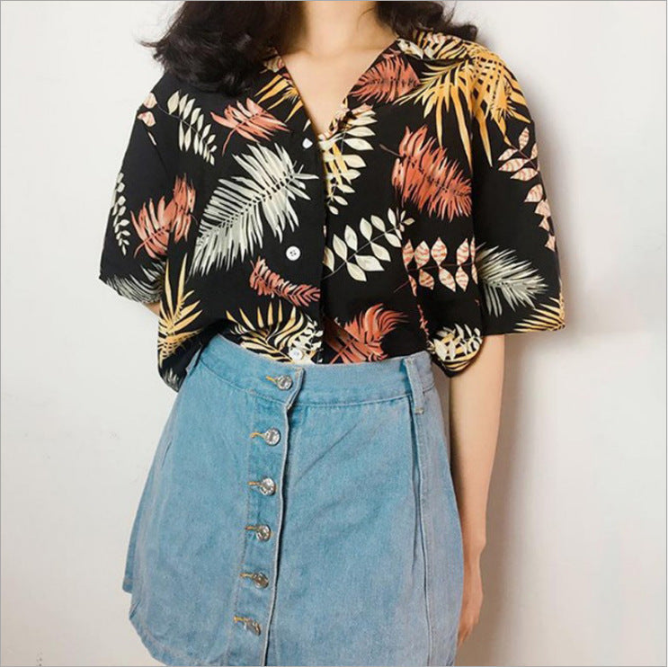 Women's Floral Short Sleeve Shirt