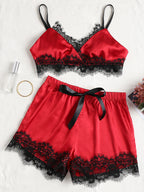 Women's Sexy Lace Lingerie Sleepwear Set Women's Lingerie Unbranded Red M