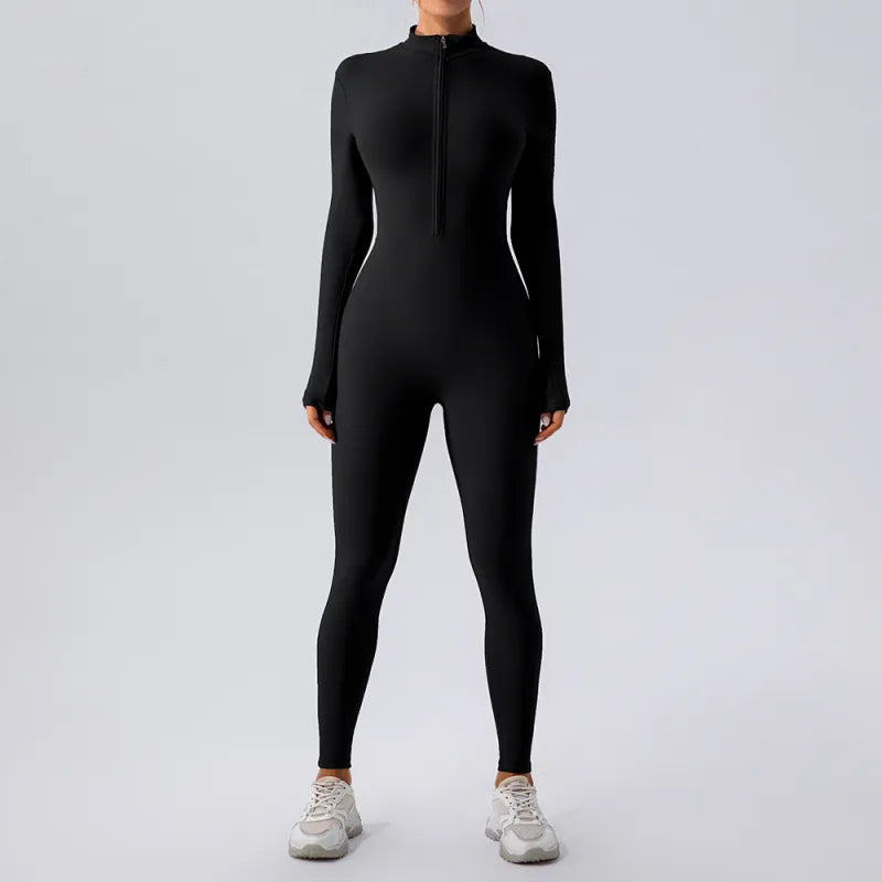 Women's High Elastic Zipper Yoga Jumpsuit