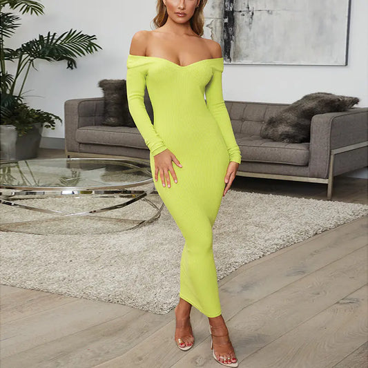 Women's Long Sleeve V Neck Maxi Dress