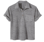 Men's Color Block Waffle Button Polo Shirt Men's Polo Unbranded Dark Grey S
