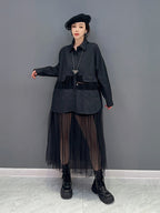 Women's Mesh Spliced Shirt Dress