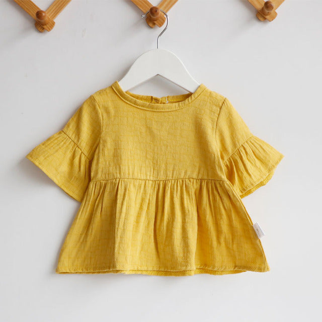 Casual Cotton Flared Sleeve Tops for Girls