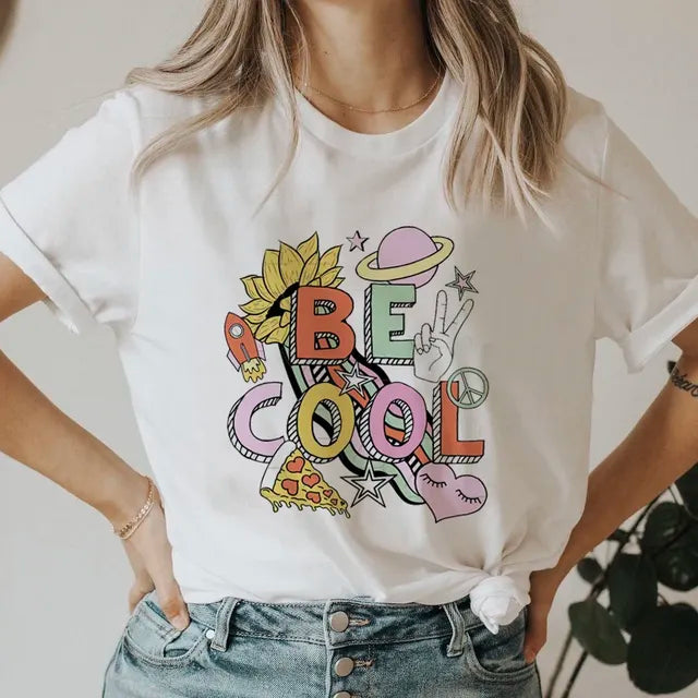 Women's 90s Graphic Smile Letter T Shirt