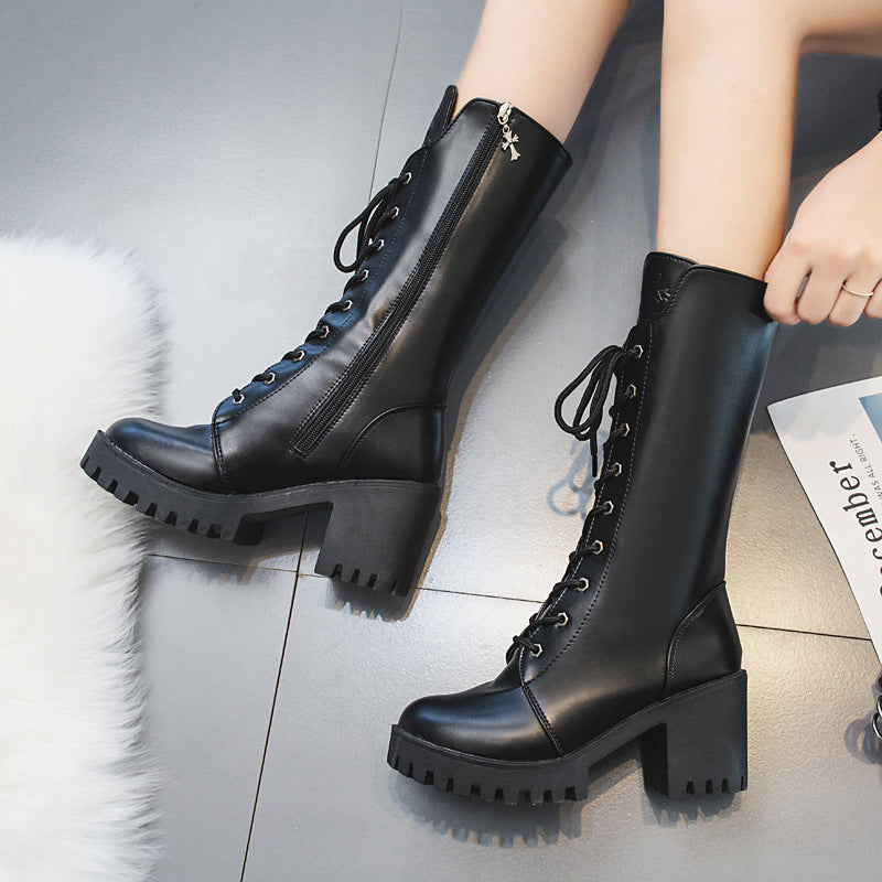 Plus Size Mid-Calf Motorcycle Boots for Women