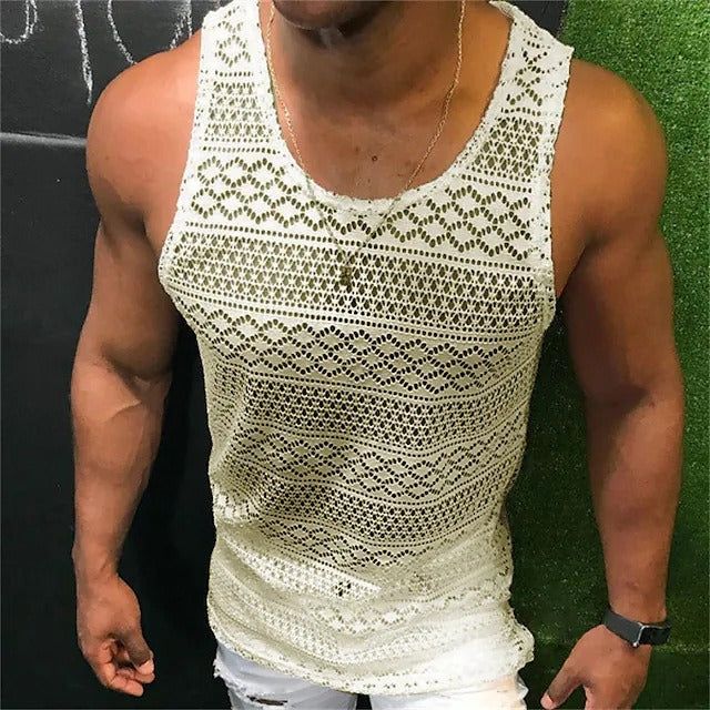 Men's Breathable Polyester Fiber Tank Top for Gym Training