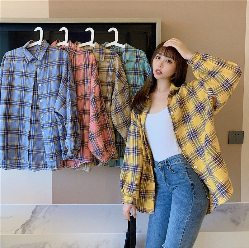 Women's Lightweight Long Sleeve Plaid Shirt