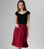Women's Pleated Vintage High Waist Midi Skirt