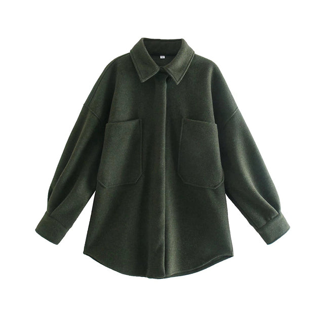 Women's Casual Camel Woolen Shirt