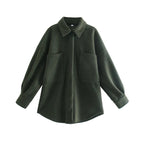 Women's Casual Camel Woolen Shirt
