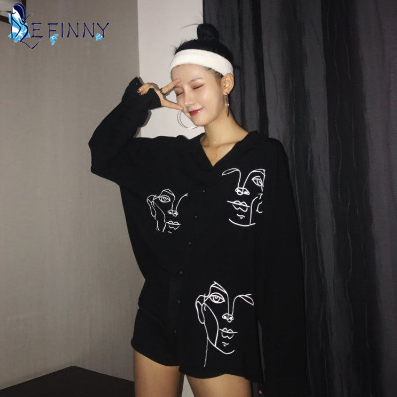 Women's Printed Long Sleeve Cotton Shirt