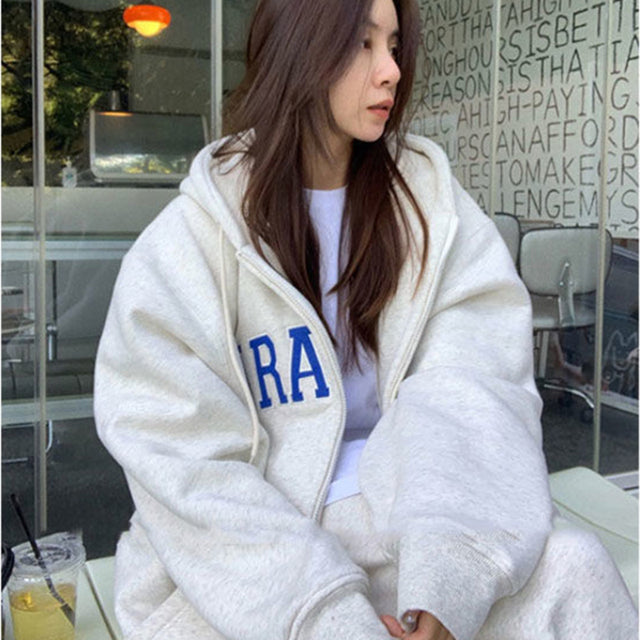 Women's Casual Hooded Zipper Sweatshirt Tops