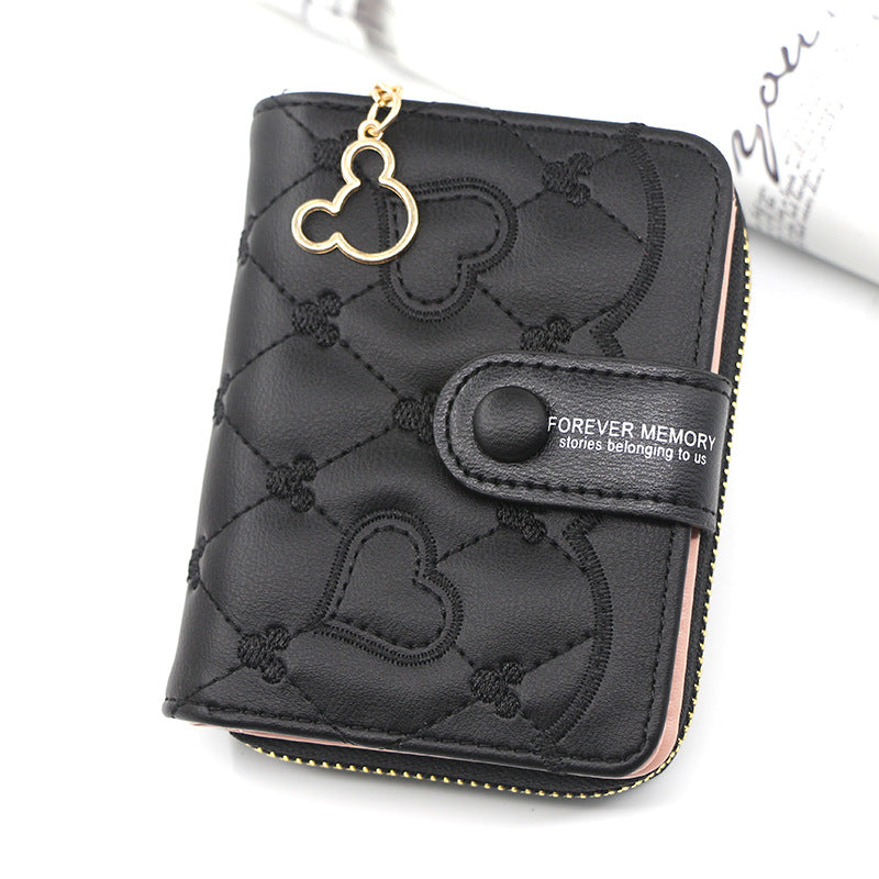 Luxury Mini Coin Wallet for Women - Red & Black Leather