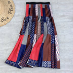 Women's Rainbow Print Pleated Skirt