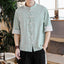 Chinese Style Linen Short Sleeve Shirt ILLUSION CO green M