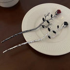 Elegant Red and Black Roses Retro Chinese Hairpin