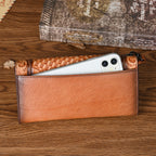 Chinese Style Embossed Women's Long Cowhide Wallet Women's Wallet Unbranded