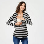 Women's Striped V Neck Maternity Nursing Tops