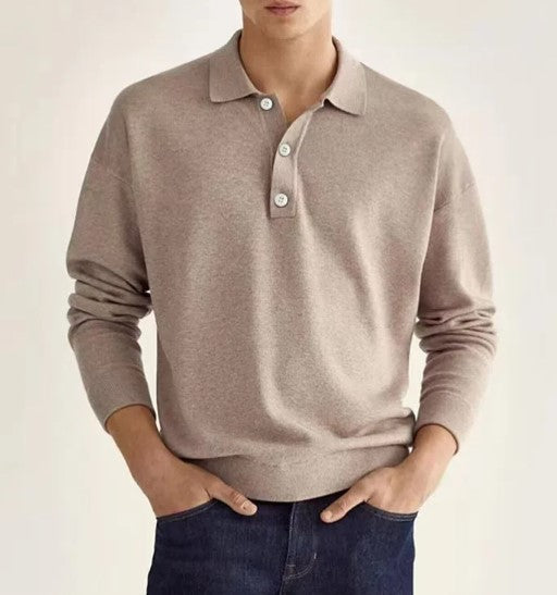 Men's Long Sleeve Button Polo Shirt