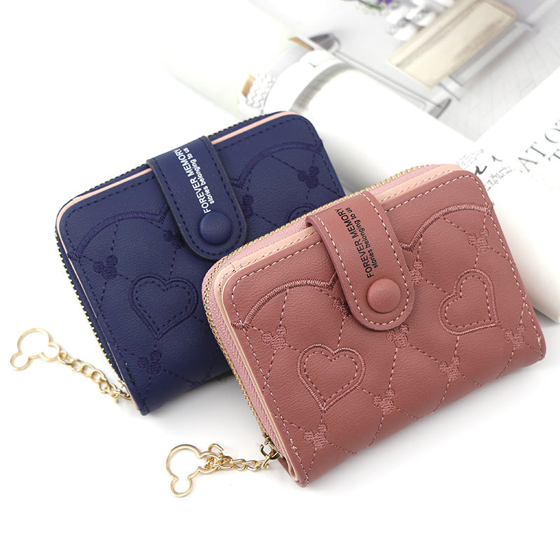 Luxury Mini Coin Wallet for Women - Red & Black Leather
