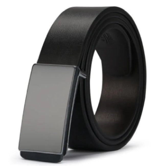 Men's Leather Plate Buckle Belt