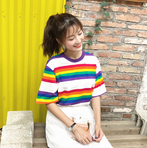 Women's Rainbow Short Sleeve T Shirt