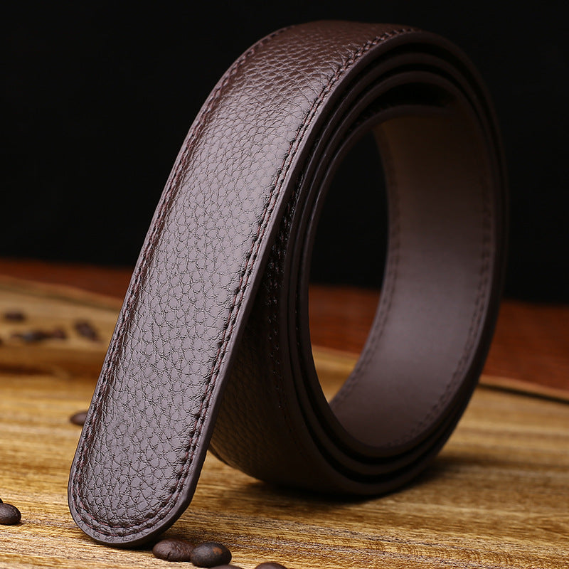 Men's Smooth Automatic Buckle Genuine Leather Belt Men's Belt Unbranded Main image