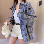 Women's Lightweight Long Sleeve Plaid Shirt