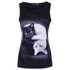 3D Cat Print Sleeveless Street Style Tank Top Men's Tank Top Unbranded L