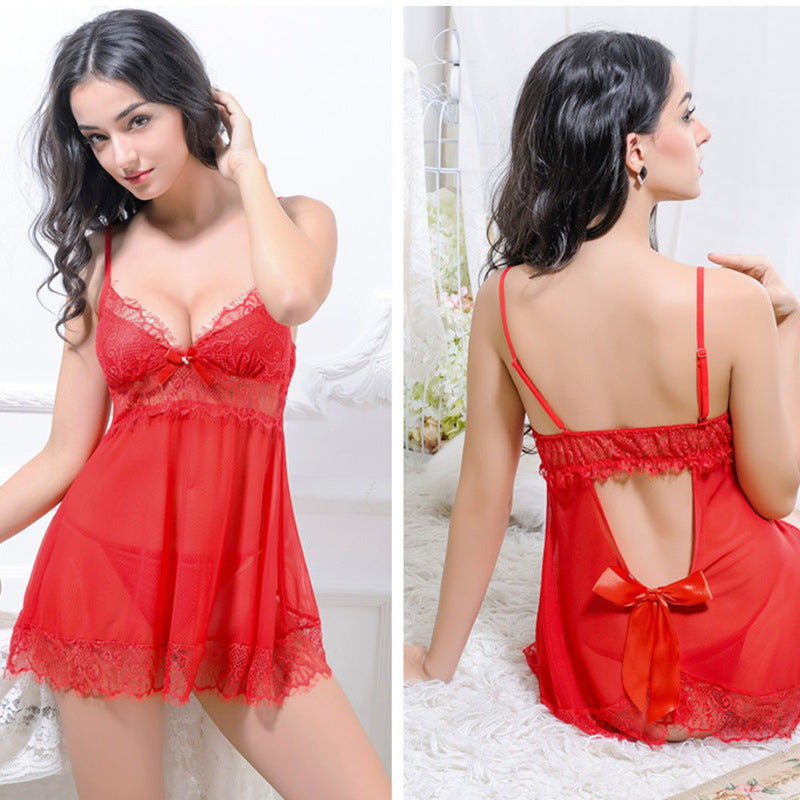 Women's Lace Cami Nightdress & Backless Lingerie Set Women's Lingerie Unbranded