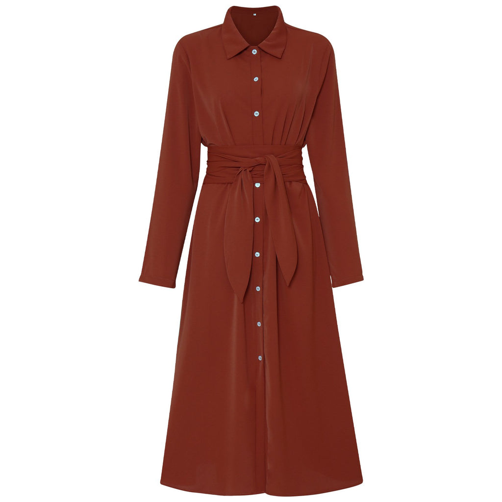 Women's Slim Single Breasted Shirt Dress Women's Dresses Unbranded