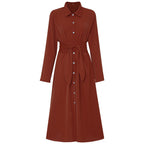 Women's Slim Single Breasted Shirt Dress Women's Dresses Unbranded