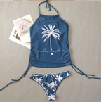 Women's Tropical Print Tie Bikini Set
