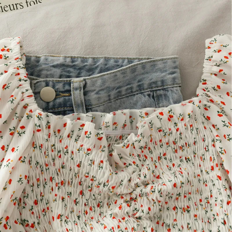 Women's Floral Ruffled Tops ILLUSION CO