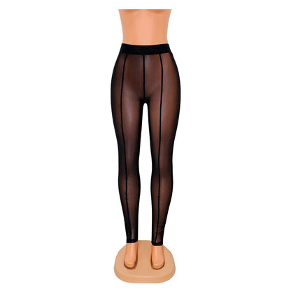 Skinny Mesh See Through Leggings For Women