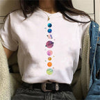 Women's Aesthetic Universe Planets Graphic T Shirt