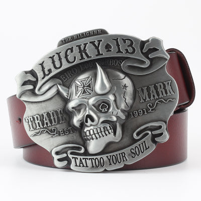 Men's Ghoulish Skull Leather Belt - Casual Style